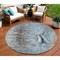 Homeroots 8' Blue And Beige Round Nautical Washable Indoor Outdoor Area Rug 630419 - alternate 1