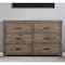 Homeroots 60" Gray Solid Wood Six Drawer Double Dresser 524110 - alternate 1