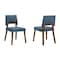 Armen Living Channell Wood Dining Chair in Walnut Finish with Blue Fabric - Set of 2 LCCHCHWABLU - alternate 1