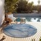 Homeroots 8' Round Blue Round Abstract Washable Non Skid Indoor Outdoor Area Rug 559798 - alternate 4