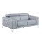 Homeroots 70" Light Blue And Silver Metallic Top Grain Leather Loveseat 534097 - alternate 1