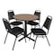 Regency Round Cain Breakroom Table W/ 4 Restaurant Stack Chairs, 30 in W, 30 in L, Noble Oak TB30RNDNO29BK - alternate 1