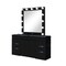 Homeroots 62" Black Wood And Glass Six Drawer Vanity Table With Mirror Seating And Lights 643652 - alternate 4