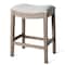 Homeroots 26" Gray and Oak Fabric and Solid Wood Backless Counter Height Bar Chair 632359 - alternate 5
