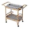 Homeroots 35in Navy Blue White And Natural Rolling Rattan Bar Cart 388948 - alternate 6