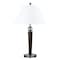 Homeroots 29" Nickel Metal Geometric USB Table Lamp With White Empire Shade 524758 - alternate 2