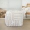 Homeroots 18" Beige Cotton Cube Striped Pouf Ottoman 534101 - alternate 6