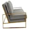 Leisuremod Jefferson Contemporary Velvet Sofa with Gold Frame, Light Grey JAG77LGR - alternate 3