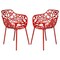 Leisuremod Devon 3-Piece Patio Dining Set, Tempered Glass Top Table & 2 Stackable Arm Chairs, Red DT20CAR2 - alternate 6
