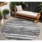 Homeroots 8' Charcoal And Gray Round Striped Washable Indoor Outdoor Area Rug 605893 - alternate 1