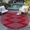 Homeroots 8' Red And Gray Round Geometric Washable Indoor Outdoor Area Rug 598784 - alternate 4