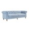 Homeroots 92" Light Blue Linen Chesterfield Wood Sofa 543990 - alternate 1