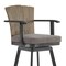 Armen Living Hazel Outdoor Patio Swivel Bar Stool in Aluminum with Teak Wood and Charcoal Cushion LCHABABLKCH30 - alternate 6