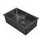 Whitehaus Collection Noah Plus 16 gauge Single Bowl Linen Textured Dual-Mount Sink Set WHNPL3318-MBLK - alternate 1