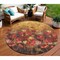 Homeroots 8' Gold Red And Brown Round Floral Washable Indoor Outdoor Area Rug 597059 - alternate 1