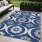Homeroots 5' X 8' Navy Blue And Ivory Medallion Washable Indoor Outdoor Area Rug 589627 - alternate 1