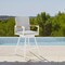 Armen Living Crown Outdoor Patio Swivel Counter Stool in White Aluminum with Wood Accent and Light Gray Cushions LCCRSWBAWH26 - alternate 6