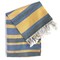 Homeroots Denim Blue and Yellow Striped Turkish Towel Beach Blanket 401821 - alternate 1