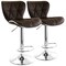 Elama 2 Piece Diamond Tufted Faux Leather Adjustable Bar Stool in Brown with Chrome Trim and Base ELM-712-BROWN - alternate 1