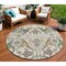 Homeroots 8' Ivory Green And Brown Round Floral Washable Indoor Outdoor Area Rug 605285 - alternate 1
