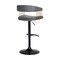 Homeroots Gray and Black Faux Leather with Metal Swivel Adjustable Height Bar Chair 534476 - alternate 6