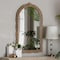 Baxton Studio Caitlin Antique Gold Finished Wood Arch Accent Wall Mirror with Carved Leaf Border 254-14109-ZORO - alternate 4