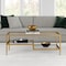Homeroots 45" Gold Glass And Steel Coffee Table With Two Shelves 523329 - alternate 6