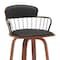 Armen Living Willow 30in Swivel Walnut Wood Bar Stool in Black Faux Leather with Golden Bronze Metal LCWIBAWABLK30 - alternate 5