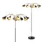 Jonathan Y Vivian 61" 10-Light Mid-Century Modern Iron Medusa Multi Head LED Floor Lamp, Black/Brass Gold JYL3096B - alternate 1