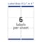 Avery Shipping Label, 3 21/64" Label W, 6 Labels per Sheet White 8254 - alternate 5