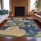 Homeroots 3' X 5' Navy Blue Gold And Olive Green Abstract Washable Indoor Outdoor Area Rug 630603 - alternate 2