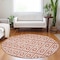 Homeroots 8' Salmon And Ivory Round Geometric Washable Indoor Outdoor Area Rug 613803 - alternate 4