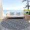 Homeroots 8' Round Gray Round Damask Washable Non Skid Indoor Outdoor Area Rug 563876 - alternate 7