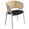 Leisuremod Ervilla Dining Arm Chair with Leather Seat and White Steel Base in Beige ECW-20BL-L - alternate 1