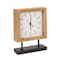 Homeroots 11" Natural And Black Solid Wood And Metal Square Table Clock 609402 - alternate 3