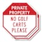 Signmission Private Property No Golf Carts Plea, 10 inch X 10 inch, Aluminum Metal Signs, 2PK OC-A-2PACK-10-164 - alternate 1