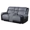 Homeroots 76" Gray and Black Faux Leather and Microfiber Manual Reclining Loveseat With Storage 561566 - alternate 7