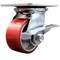 Service Caster 4 Inch Heavy Duty Red Poly on Cast Iron Caster with Ball Bearing and Brake SCC SCC-35S420-PUB-RS-SLB - alternate 1