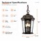 Euri Lighting Bronze LED Hanging Lantern with Flickering Flame, Dual Modes, Water Glass, Wall Switch EHL-130W-MD - alternate 4