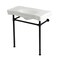 Kingston Brass 36" Ceramic Console Sink with Stainless Steel Legs, 8-Inch, 3-Hole, White/Matte Black KVPB36198W80 - alternate 1