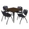 Regency Square Kahlo Breakroom Table W/ 4 M Stack Chairs, 42 in W, 42 in L, Neo Walnut TPL4242NWBK47BK - alternate 1