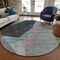 Homeroots 8' Teal Blue Aqua And Charcoal Round Abstract Washable Indoor Outdoor Area Rug 582892 - alternate 6