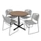 Regency Round Cain Breakroom Table W/ 4 Zeng Stack Chairs, 42 in W, 42 in L, Noble Oak TB42RNDNO44GY - alternate 1