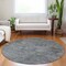 Homeroots 8' Gray And Smoky Black Round Abstract Washable Indoor Outdoor Area Rug 609318 - alternate 5