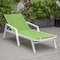 Leisuremod Marlin White Aluminum Patio Chaise Lounge Chair, Arms Set of 2, Square Fire Pit Table, Green MLAWCF21-77G2 - alternate 5