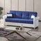 Homeroots 89" Sky Blue Polyester Convertible Futon Sleeper Sofa And Toss Pillows With Storage 607112 - alternate 5