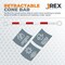 Jrex Safety Retractable Cone Bar Red/White, 72 in to 120 in Length, 20PK CBR-JR-72/120-20PK - alternate 3