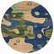 Homeroots 8' Navy Blue Gold And Olive Green Round Abstract Washable Indoor Outdoor Area Rug 630605 - alternate 4