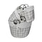 Homeroots Set Of Three Black Oval Wire Baskets with White Fabric Liners and Handles 379831 - alternate 1