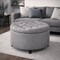 Niche Knight 28 in Large Round Pintucked Storage Ottoman with Lift off lid - Gray N6270CM - alternate 2